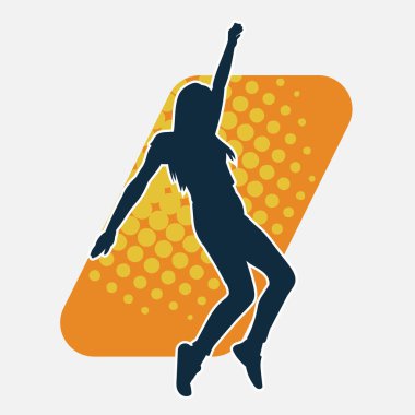 Hareketli bir kadın dansçının silueti. Dans eden zayıf bir kadının silueti..