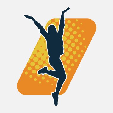 Hareketli bir kadın dansçının silueti. Dans eden zayıf bir kadının silueti..