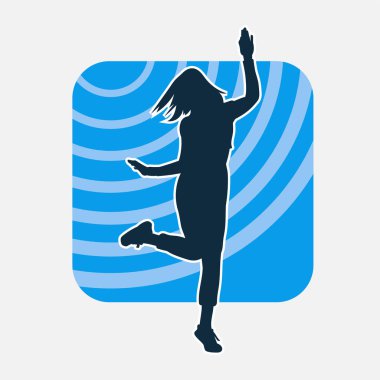 Hareketli bir kadın dansçının silueti. Dans eden zayıf bir kadının silueti..