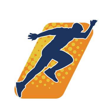 Koşu pozisyonundaki bir adamın silüeti. Siluet erkek koşusu pozu.