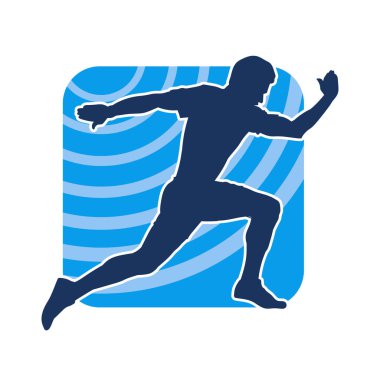 Koşu pozisyonundaki bir adamın silüeti. Siluet erkek koşusu pozu.