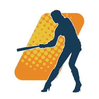 Hareket halindeki bir kadın dövüşçünün silueti beyzbol sopası taşıyor.