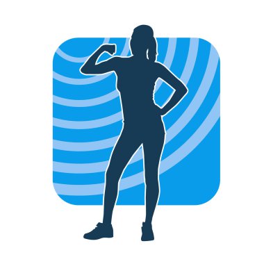 Sportif kadın silueti aerobik yapıyor. 