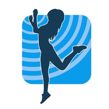 Sportif kadın silueti aerobik yapıyor. 