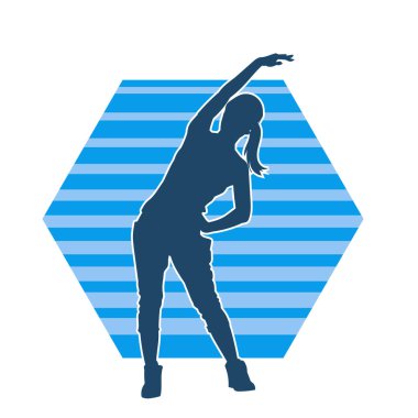 Sportif kadın silueti aerobik yapıyor. 