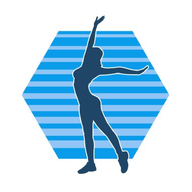 Sportif kadın silueti aerobik yapıyor. 