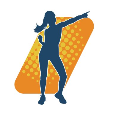 Sportif kadın silueti aerobik yapıyor. 