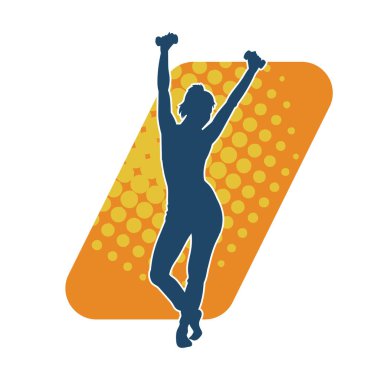 Sportif kadın silueti aerobik yapıyor. 