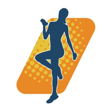 Sportif kadın silueti aerobik yapıyor. 