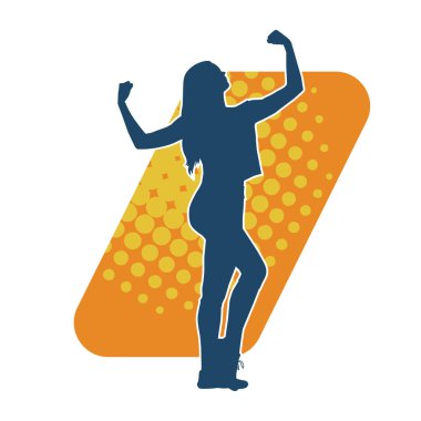 Sportif kadın silueti aerobik yapıyor. 