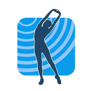 Sportif kadın silueti aerobik yapıyor. 