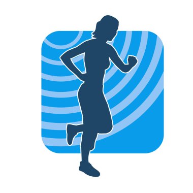 Sportif kadın silueti aerobik yapıyor. 