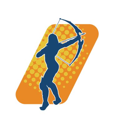 Dişi okçu bir dövüşçünün silueti ok ve yayla pozisyonunu alıyor..