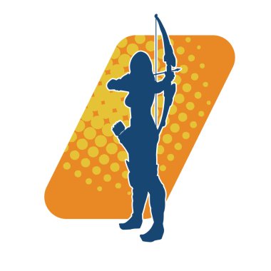 Dişi okçu bir dövüşçünün silueti ok ve yayla pozisyonunu alıyor..