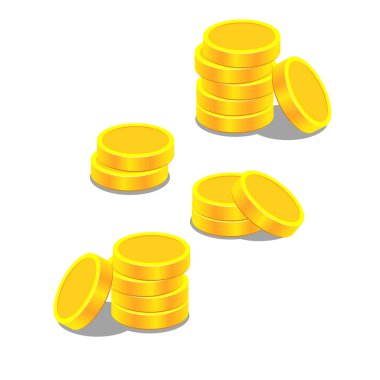 Eski madeni para yığını vektör çizim sanatı. Para sikkeleri illüstrasyon.