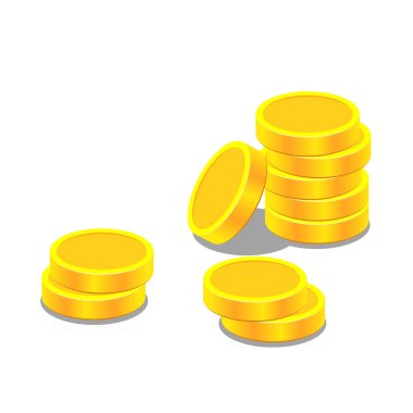 Eski madeni para yığını vektör çizim sanatı. Para sikkeleri illüstrasyon.