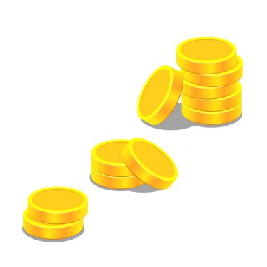 Eski madeni para yığını vektör çizim sanatı. Para sikkeleri illüstrasyon.