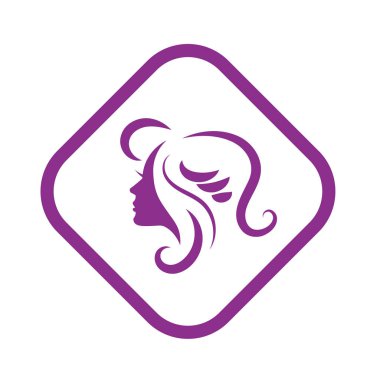 Kuaför logosu tasarımı için kadın profili çizimi.