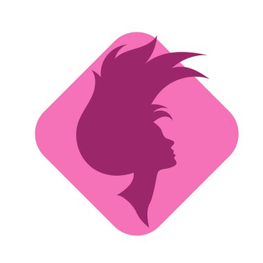 Uzun saçlı güzel kadın silueti saç güzelliği ve spa logo ikonu için kullanılır.