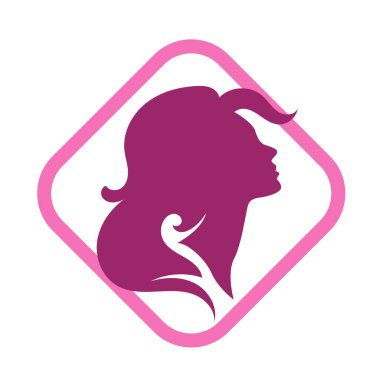 Uzun saçlı güzel kadın silueti saç güzelliği ve spa logo ikonu için kullanılır.