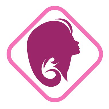 Uzun saçlı güzel kadın silueti saç güzelliği ve spa logo ikonu için kullanılır.