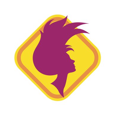 Uzun saçlı güzel kadın silueti saç güzelliği ve spa logo ikonu için kullanılır.