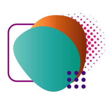 Çeşitli şekilleri, renkleri ve geometrik şekilleri olan soyut bir arkaplan. Arkaplan rozetleri elips kümesi veya oval şekiller ve metin alanı.