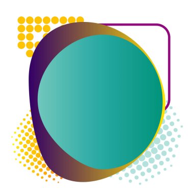 Çeşitli şekilleri, renkleri ve geometrik şekilleri olan soyut bir arkaplan. Arkaplan rozetleri elips kümesi veya oval şekiller ve metin alanı.