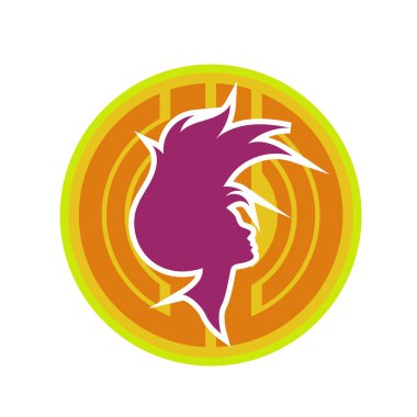 Uzun saçlı güzel kadın silueti saç güzelliği ve spa logo ikonu için kullanılır.