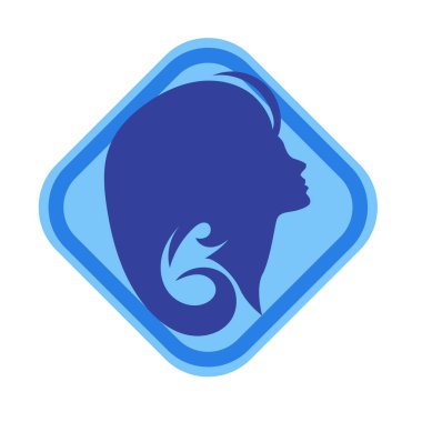 Uzun saçlı güzel kadın silueti saç güzelliği ve spa logo ikonu için kullanılır.