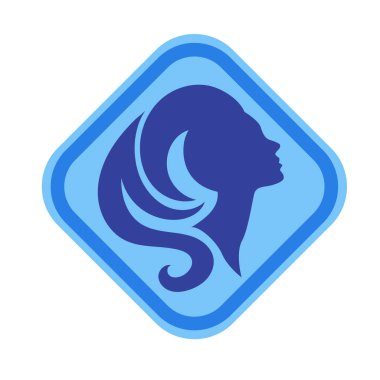 Uzun saçlı güzel kadın silueti saç güzelliği ve spa logo ikonu için kullanılır.