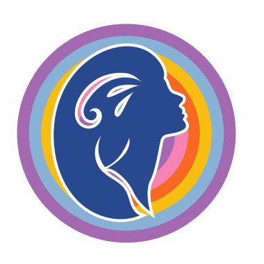 Uzun saçlı güzel kadın silueti saç güzelliği ve spa logo ikonu için kullanılır.