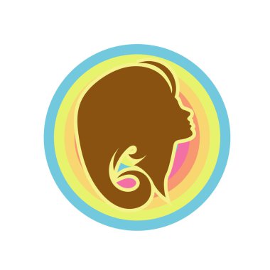 Uzun saçlı güzel kadın silueti saç güzelliği ve spa logo ikonu için kullanılır.