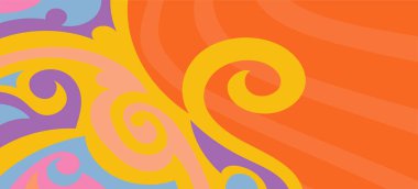 Dalgalı çizgili arkaplan dokusu üzerindeki çeşitli kıvrımlı şekillerin soyut bileşimi.