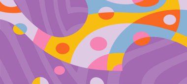 Dalgalı çizgili arkaplan dokusu üzerindeki çeşitli kıvrımlı şekillerin soyut bileşimi.