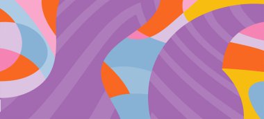 Dalgalı çizgili arkaplan dokusu üzerindeki çeşitli kıvrımlı şekillerin soyut bileşimi.