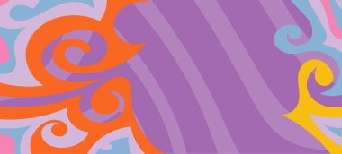 Dalgalı çizgili arkaplan dokusu üzerindeki çeşitli kıvrımlı şekillerin soyut bileşimi.