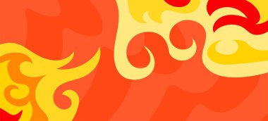 Dalgalı çizgili arkaplan dokusu üzerindeki çeşitli kıvrımlı şekillerin soyut bileşimi.