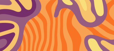 Dalgalı çizgili arkaplan dokusu üzerindeki çeşitli kıvrımlı şekillerin soyut bileşimi.