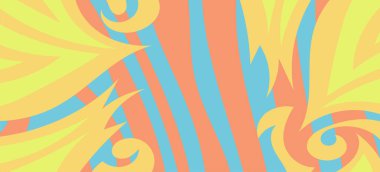 Dalgalı çizgili arkaplan dokusu üzerindeki çeşitli kıvrımlı şekillerin soyut bileşimi.