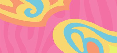 Dalgalı çizgili arkaplan dokusu üzerindeki çeşitli kıvrımlı şekillerin soyut bileşimi.