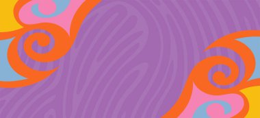 Dalgalı çizgili arkaplan dokusu üzerindeki çeşitli kıvrımlı şekillerin soyut bileşimi.