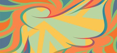 Dalgalı çizgili arkaplan dokusu üzerindeki çeşitli kıvrımlı şekillerin soyut bileşimi.