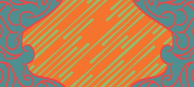 Dalgalı çizgili arkaplan dokusu üzerindeki çeşitli kıvrımlı şekillerin soyut bileşimi.