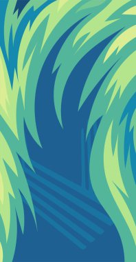 Geometrik çizgili kıvrımlı süslemeli soyut arkaplan. Dekoratif kıvrımlı çizgili desen kolajı süslemeleri şekillendirir.