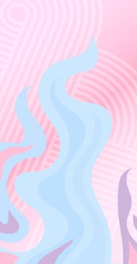 Geometrik çizgili kıvrımlı süslemeli soyut arkaplan. Dekoratif kıvrımlı çizgili desen kolajı süslemeleri şekillendirir.