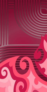 Geometrik çizgili kıvrımlı süslemeli soyut arkaplan. Dekoratif kıvrımlı çizgili desen kolajı süslemeleri şekillendirir.