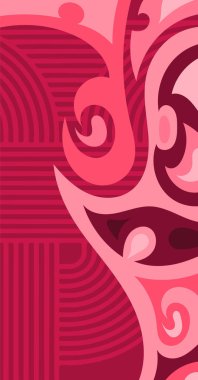 Geometrik çizgili kıvrımlı süslemeli soyut arkaplan. Dekoratif kıvrımlı çizgili desen kolajı süslemeleri şekillendirir.