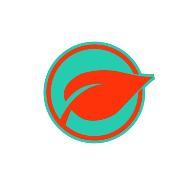 Yeşil Yaprak eko organik logo tasarım vektör şablonu. Basit düz yeşil yaprak tasarım vektörü Doğal ürünler kullanılarak orman koruma kavramı.