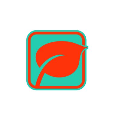 Yeşil Yaprak eko organik logo tasarım vektör şablonu. Basit düz yeşil yaprak tasarım vektörü Doğal ürünler kullanılarak orman koruma kavramı.